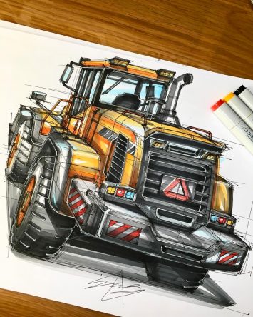 Wheel loader back view marker render by Sanghyeon Jeong